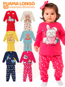 Kit Com 4 Peças (2 conjunto) Pijama Longo 