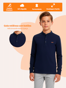 Camisa Manga Longa Gola Padre Marinho Infantil Menino