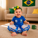 Body Bebê Brasil Feminino Copa 2026 • Kit 3 Peças