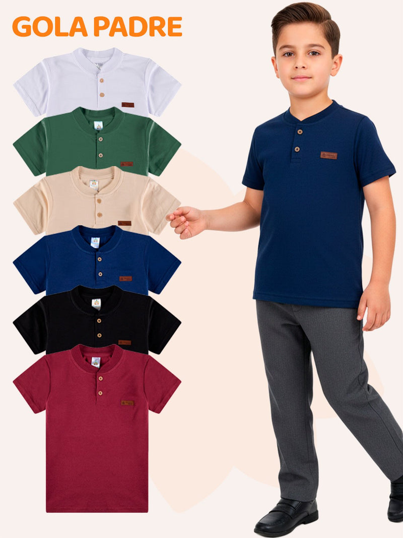 Kit Sortido Com 3 Camisas Gola Padre