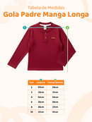 Camisa Manga Longa Gola Padre Bordô Bebê Menino