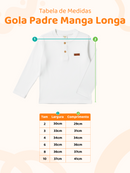 Camisa Manga Longa Gola Padre Branca Bebê Menino