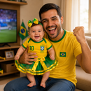 Body Bebê Brasil Feminino Copa 2026 • Kit 3 Peças