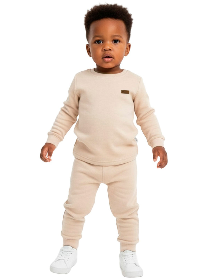 Conjunto Moletom Menino Bebe Monocromático Bege