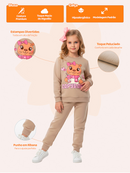 Conjunto Moletom Bebe Menina Capybara Corações Canela