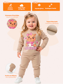 Conjunto Moletom Bebe Menina Capybara Corações Canela