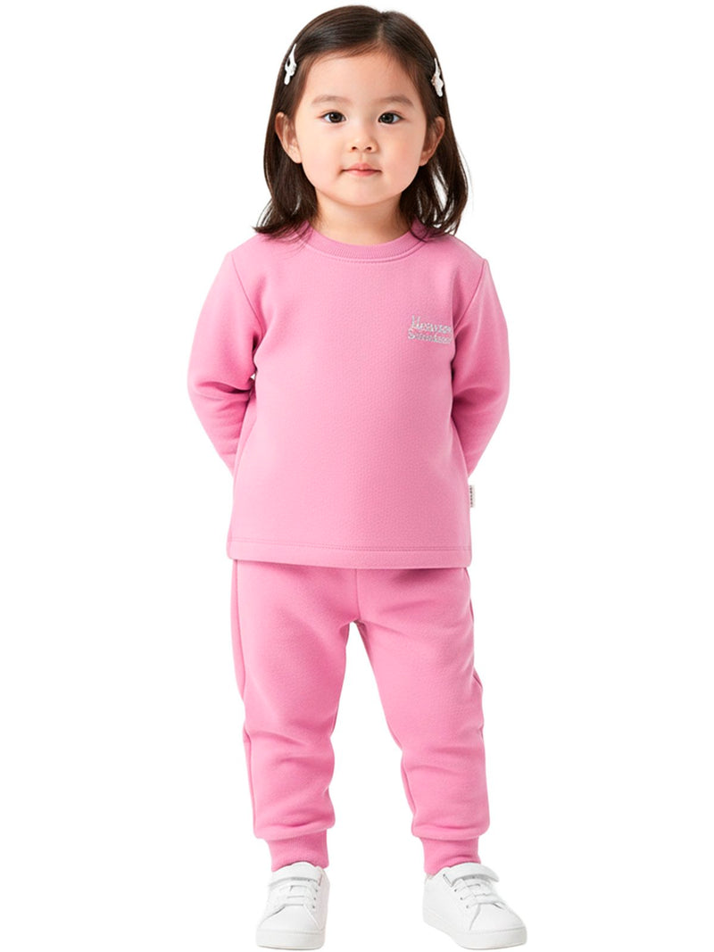 Conjunto Moletom Bebe Menina Monocromático Rosa Bebe