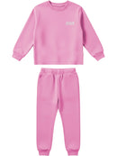 Conjunto Moletom Bebe Menina Monocromático Rosa Bebe