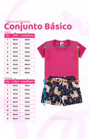 Conjunto Infantil Menina Pink com Bermuda Azul Estampada Lhamas – Algodão Confortável