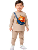 Conjunto Moletom Menino Bebe Bolsa Raposa Canela
