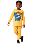 Conjunto Moletom Infantil Menino Urso Snowboard Amarelo