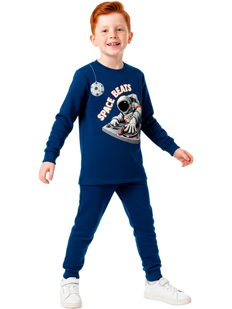 Conjunto Moletom Infantil Menino Space Beats Marinho