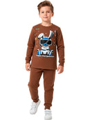 Conjunto Moletom Infantil Menino Coelho Galactico Marrom