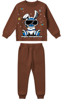 Conjunto Moletom Bebe Menino Coelho Galactico Marrom