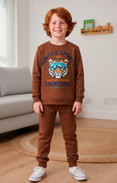 Conjunto Moletom Infantil Menino Tiger Sports Marrom
