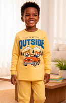 Conjunto Moletom Infantil Menino Outside Bichos Amarelo