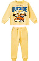 Conjunto Moletom Infantil Menino Outside Bichos Amarelo