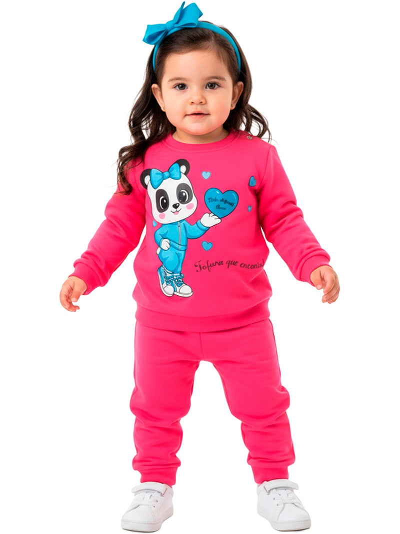  Conjunto Moletom Bebe Menina Cachorrinha Frio