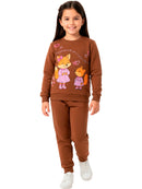 Conjunto Moletom Infantil Menina Raposinhas Marrom