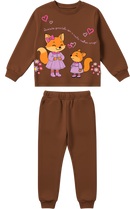 Conjunto Moletom Bebe Menina Raposinhas Marrom