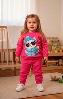 Conjunto Moletom Bebe Menina Gatinha Frio Pink