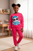 Conjunto Moletom Bebe Menina Gatinha Frio Pink