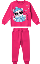 Conjunto Moletom Bebe Menina Gatinha Frio Pink