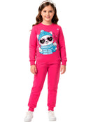 Conjunto Moletom Infantil Menina Gatinha Frio Pink