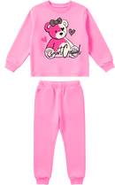 Conjunto Moletom Infantil Menina Urso Smart Casual Rosa BB