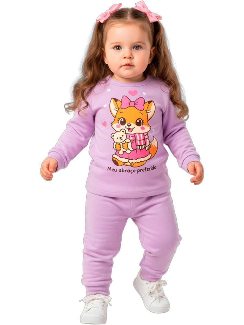 Conjunto Moletom Bebe Menina Raposinha Abraço