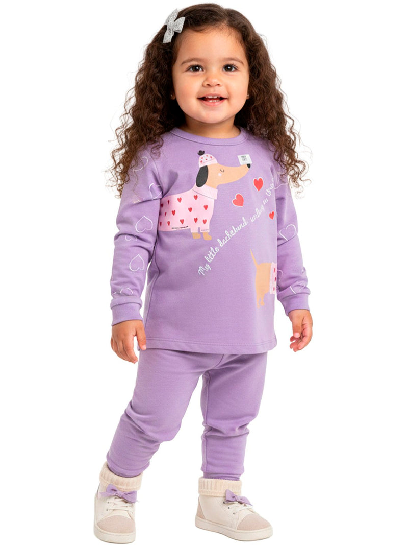 Conjunto Moletom Infantil Menina Cachorrinha Salsicha