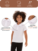 Camisa Gola Polo Infantil Menino Branco (Liso)