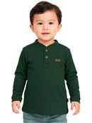 Camisa Manga Longa Gola Padre Verde Musgo Infantil Menino