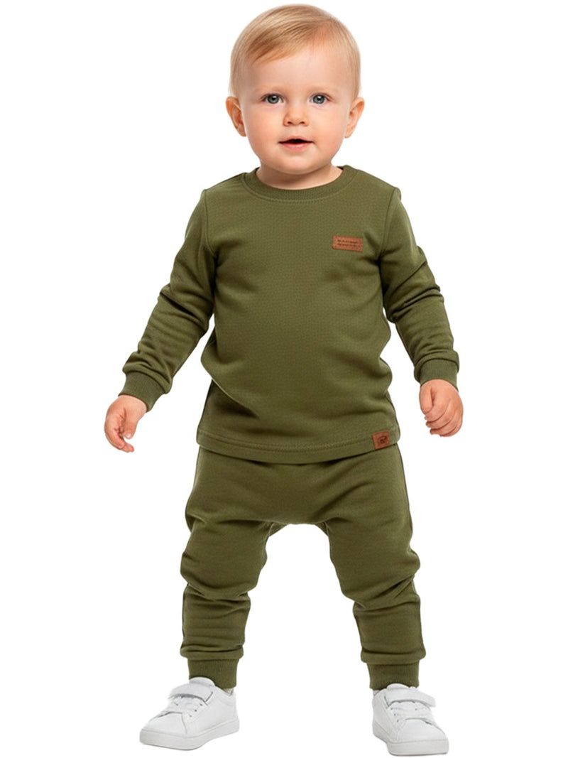 Conjunto Moletom Menino Bebe Monocromático Verde Militar