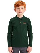 Camisa Manga Longa Gola Padre Verde Musgo Infantil Menino
